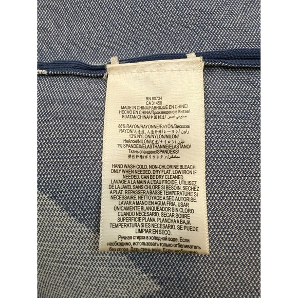 BCBGMaxAzria Evinna Blue & White Geometric Jacquard Sheath Dress – Size Small - Picture 6 of 7